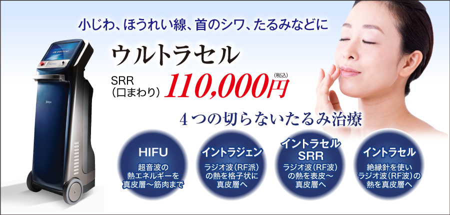 小じわ、ほうれい線、首のしわ、たるみなどに　ウルトラセル108000円